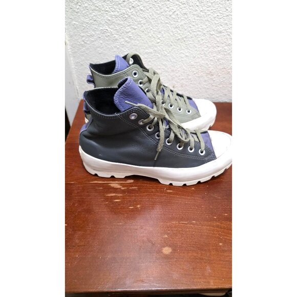 Converse Chuck Taylor All Star High-Top Shoes Olive & Purple Leather Unisex 7.5M - Picture 3 of 8